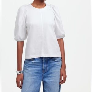 NWT Madewell Puff-Sleeve Tee White, size M